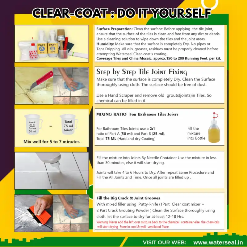 Waterproofing Without Removing Tiles with Clear coat kit