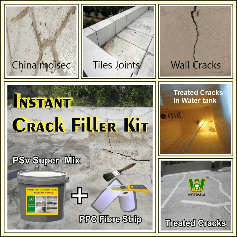 How to fix terrace cracks with instant crack filler kit for wall cracks tile joints and waterproofing